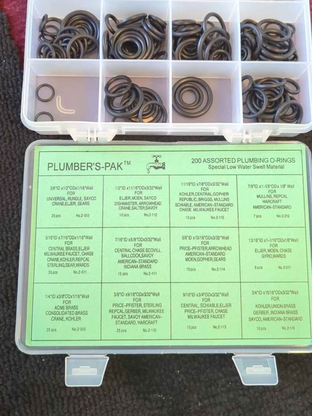 Plumber's-Pak 200 Pc Plumbing O-Ring Assortment Kit